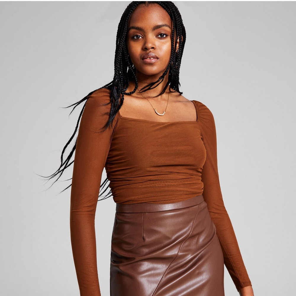 And Now This Women's Puff-Sleeve Ruched Long
Sleeve Bodysuit
